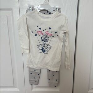 GAP Kids Pajama Set - White and Gray with Heart Print